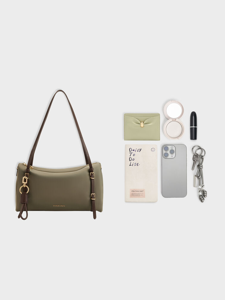 Levy Nylon Shoulder Bag, Deep Olive, hi-res