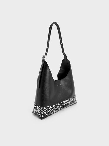 Liv Grommet Hobo Bag, Noir, hi-res