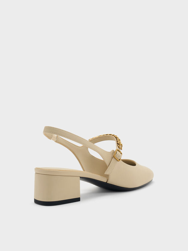 Double-Chain Charm Mary Jane Slingback Pumps, Chalk, hi-res