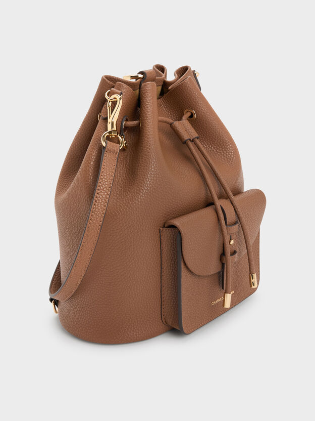 Beryl Drawstring Backpack, Chocolate, hi-res