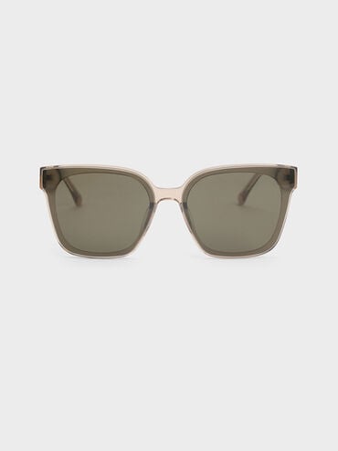 Freya Recycled Acetate Square Sunglasses, Beige, hi-res