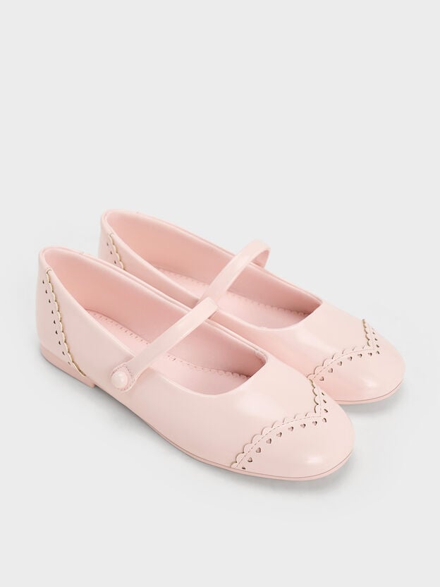 Marianne Girls' Heart Mary Jane Flats, Light Pink, hi-res