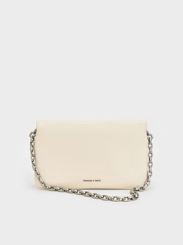 Liv Grommet Chain-Handle Shoulder Bag, Cream, hi-res