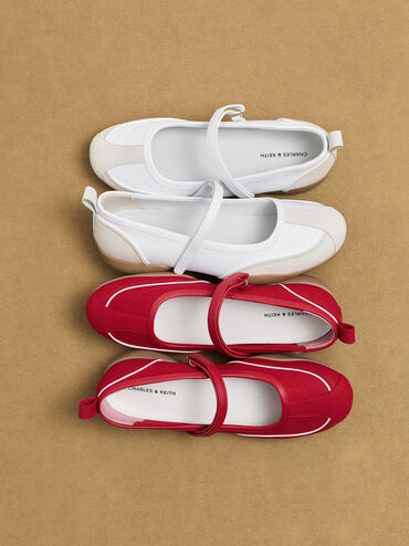 Louise Contrast-Trim Mary Jane Sneakers, Red, hi-res