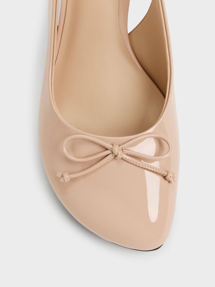 Imani Patent Asymmetric Slingback Pumps, Nude, hi-res