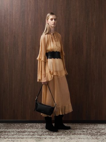 Larsen Buckle-Strap Slouchy Shoulder Bag, Noir, hi-res