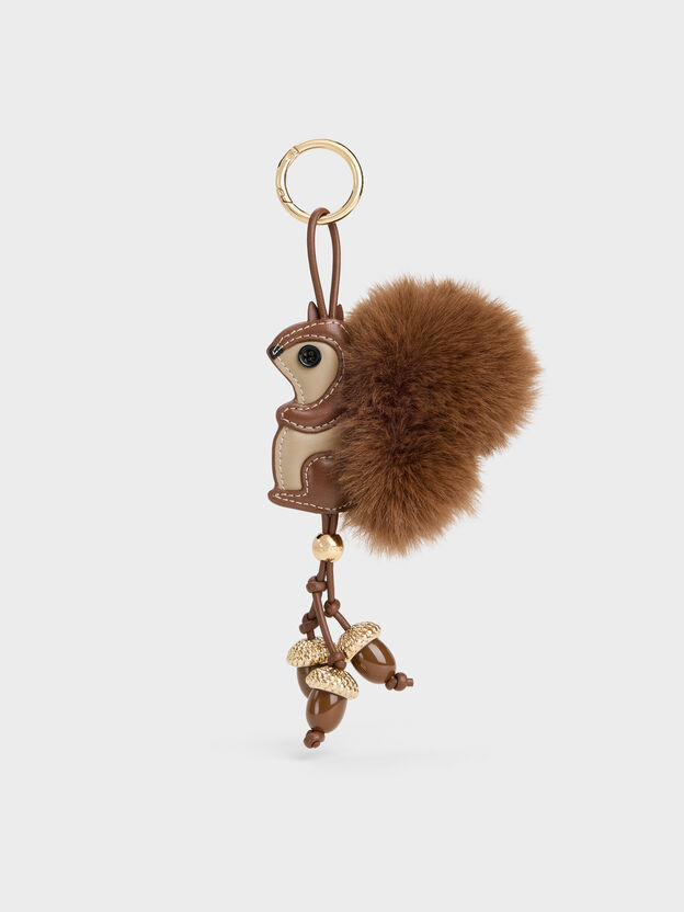 Furry Squirrel Acorn Charm, Multi, hi-res