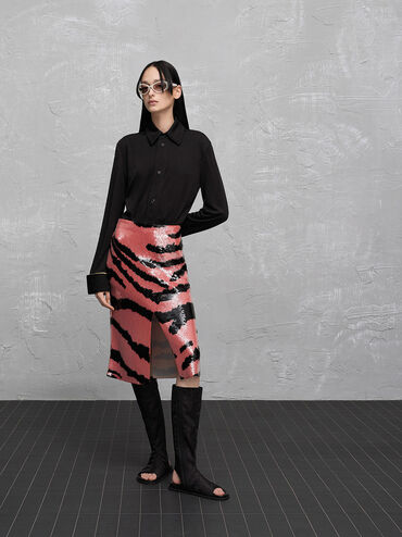 Loren Mesh Cut-Out Boot Sandals, Black Textured, hi-res