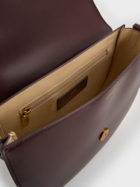 Gabine Leather Saddle Bag, Plum, hi-res