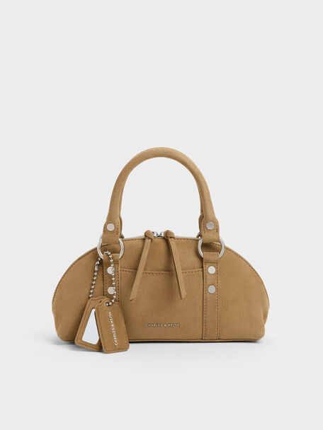 Tatiana Studded Bowling Bag, Sand, hi-res