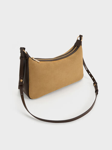 Calla Faux Suede Shoulder Bag, Sahara Sand, hi-res
