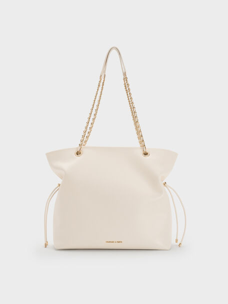 Arya Braided-Chain Tote Bag, Cream, hi-res