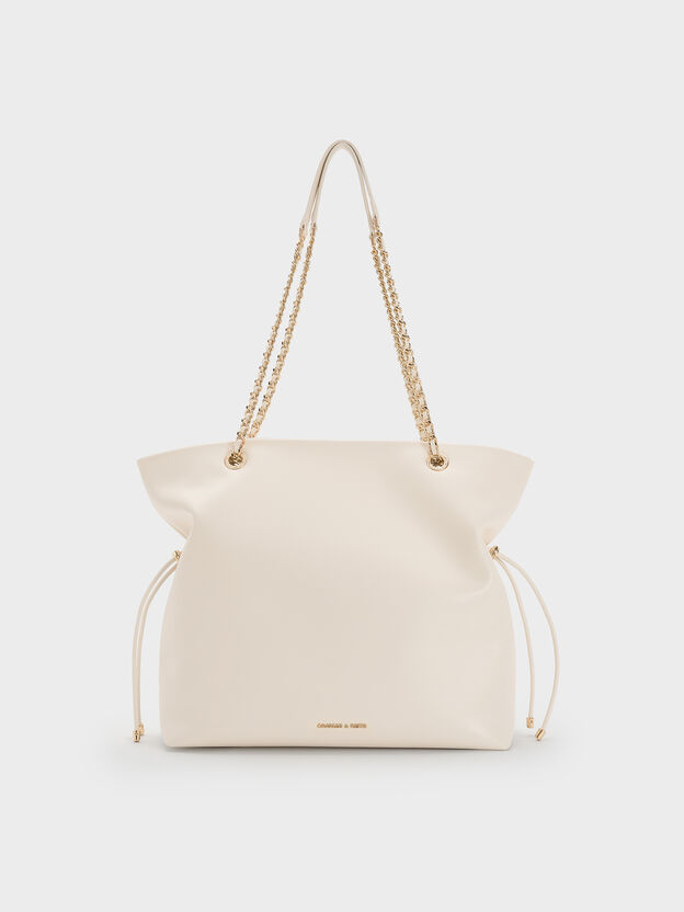 Arya Braided-Chain Tote Bag, Cream, hi-res