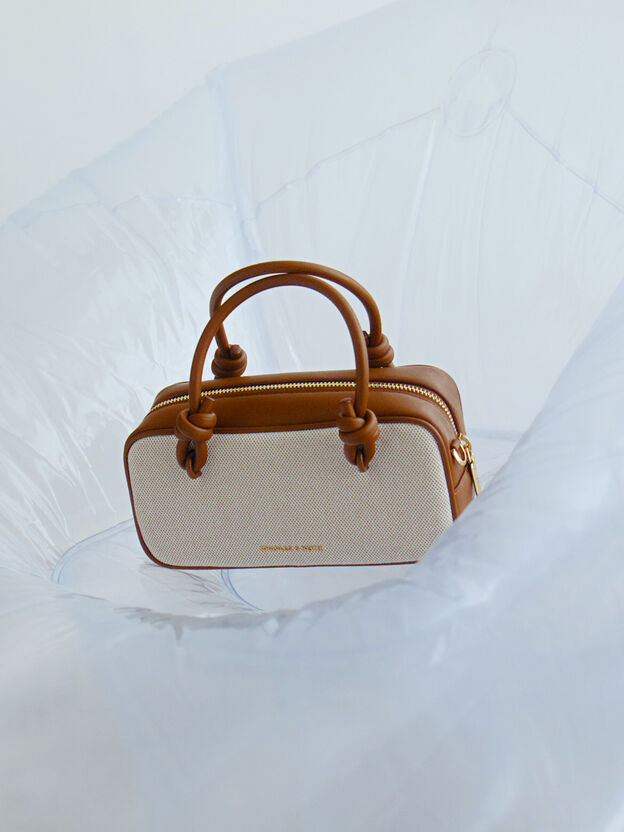 Sammie Canvas Knotted-Handle Boxy Bag, Taupe Canvas, hi-res