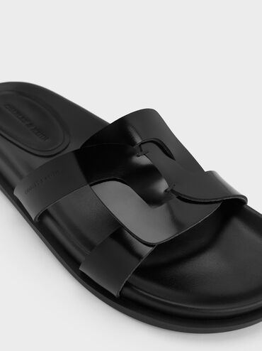 Fannie Interwoven Cut-Out Slide Sandals, Black Box, hi-res