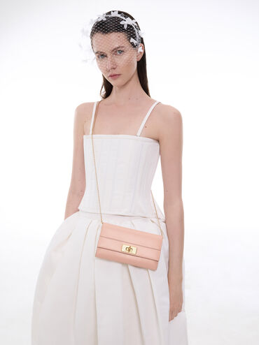 Lennie Chain-Handle Wallet, Light Pink, hi-res