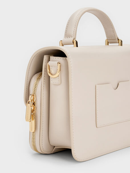 Octavia Front Flap Top Handle Bag, Ivory, hi-res