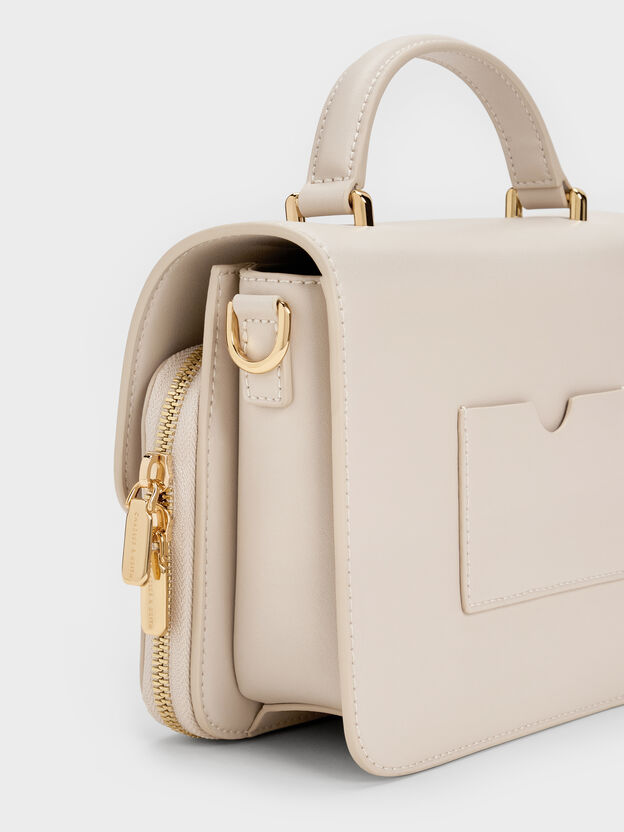 Octavia Front Flap Top Handle Bag, Ivory, hi-res