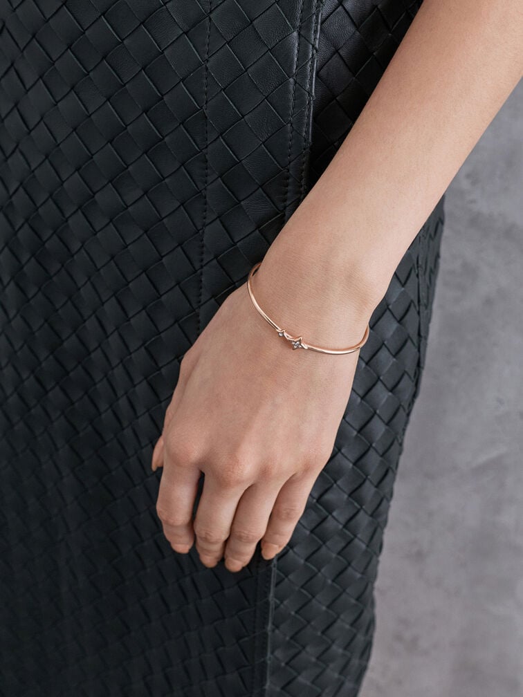 Everest Crystal Star Bangle, Rose Gold, hi-res