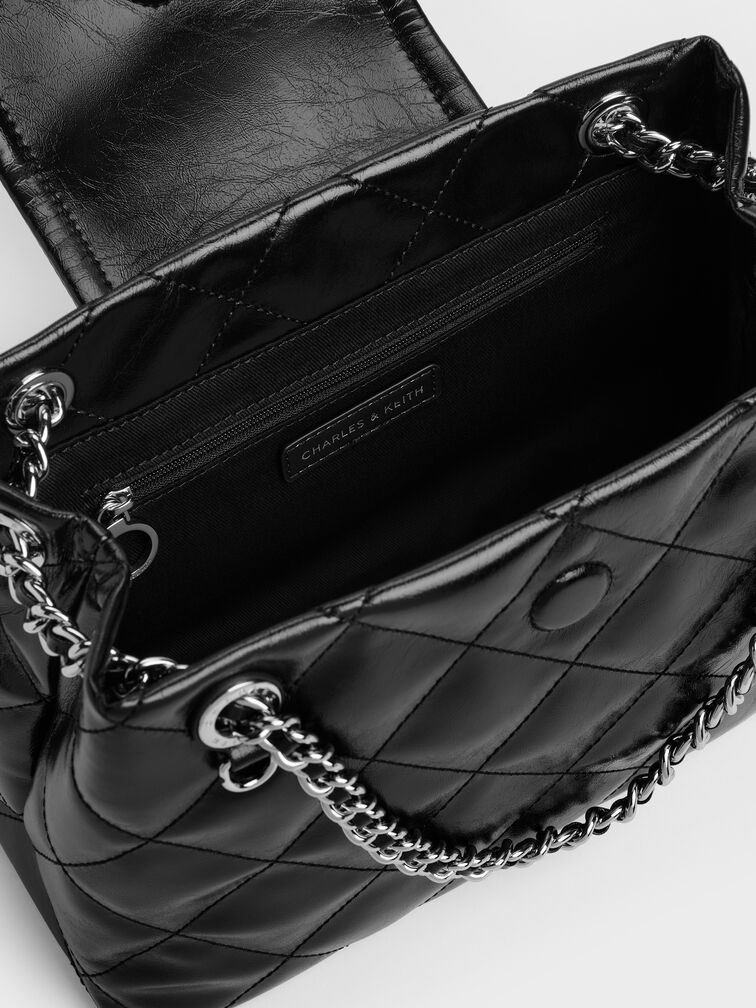 Apfra Quilted Shoulder Bag, Noir, hi-res