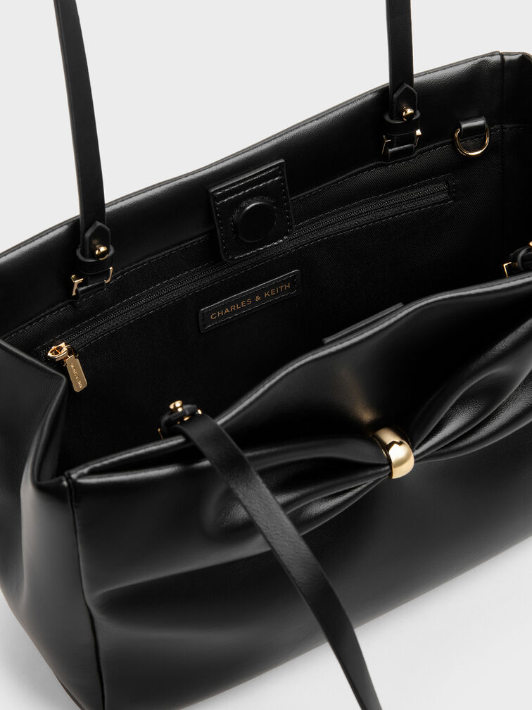 Halsey Ruched Tote Bag, Black, hi-res