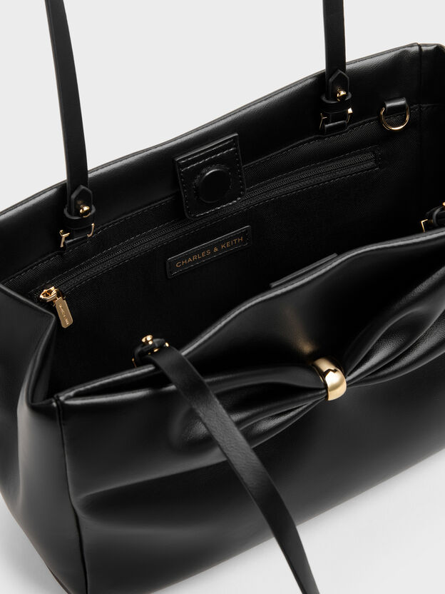 Halsey Ruched Tote Bag, Black, hi-res