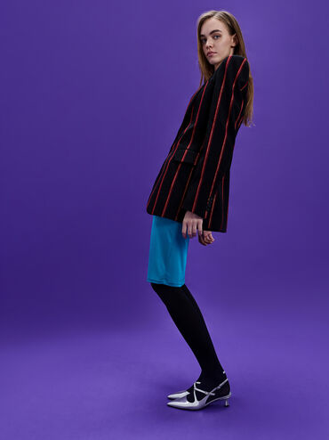 Pauline Metallic Crossover Slingback Kitten Heels, Silver, hi-res