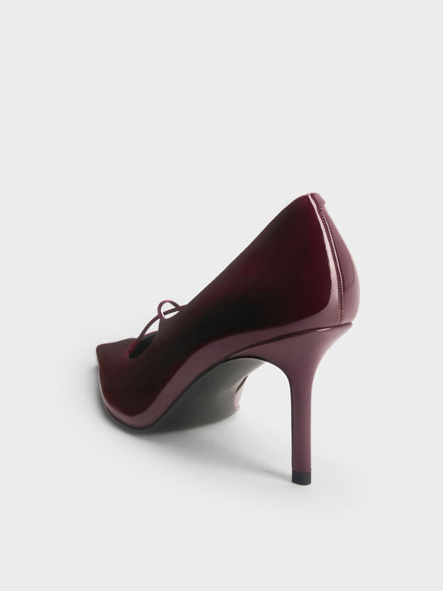 Patent Crossover Pointed Pumps, Burgundy, hi-res