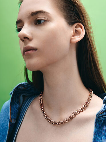 Kris Chain-Link Choker Necklace, Rose Gold, hi-res