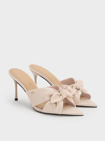 Jayce Leather Stiletto Mules, Oat, hi-res
