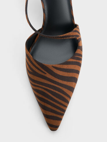 Zebra-Print Asymmetric-Strap D’Orsay Stiletto Pumps, Animal Print Natural, hi-res
