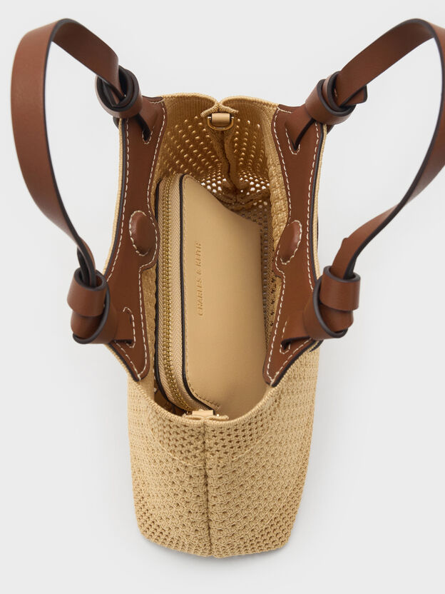 Mini Ida Knitted Tote Bag, Beige, hi-res