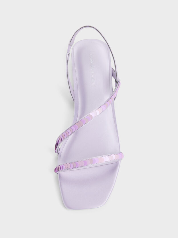 Briella Sequinned Strappy Sandals, Lilac, hi-res