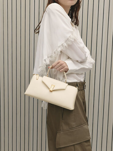 Lilibet Elongated Top Handle Bag, Cream, hi-res