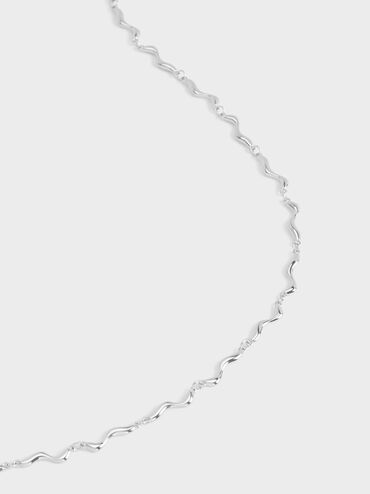 Emilia Wavy Necklace, Silver, hi-res