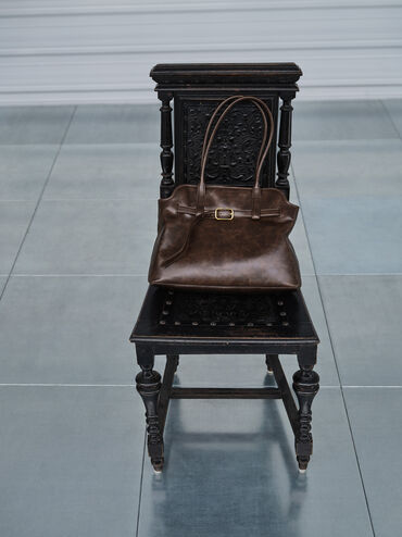 Victoria Belted Trapeze Tote Bag, Distressed Coffee, hi-res