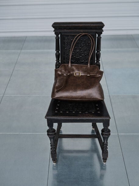 Victoria Belted Trapeze Tote Bag, Distressed Coffee, hi-res