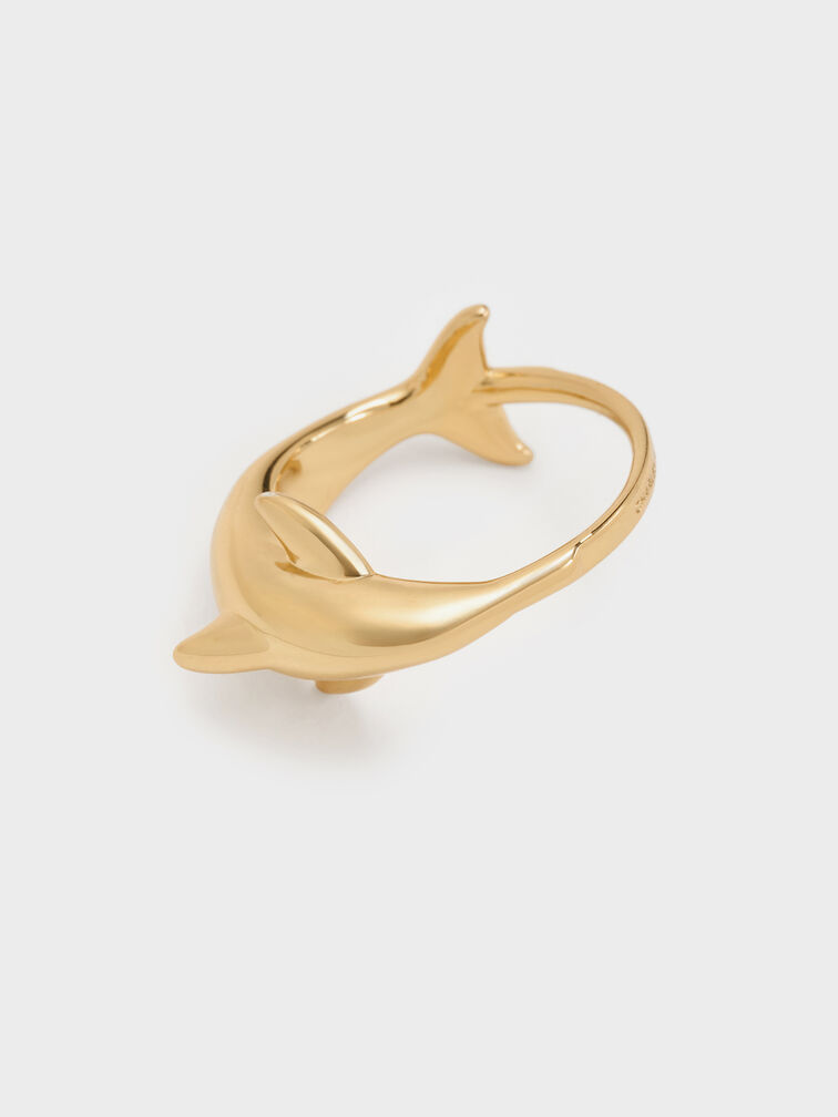 Delphina Dolphin Ring, Gold, hi-res