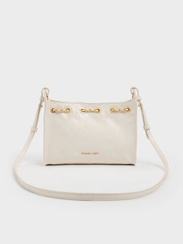 Duo Quilted Drawstring Bucket Bag, Cream, hi-res