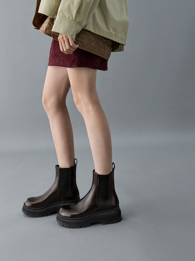Darra Ridged-Sole Ankle Boots, Burgundy, hi-res