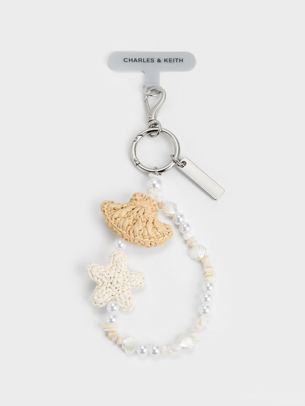 Crochet Seashell-Starfish Beaded-Handle Charm, Multi, hi-res