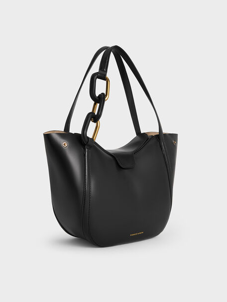 Kora Metallic-Accent Tote Bag, Black, hi-res