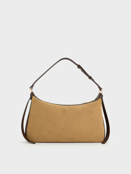 Calla Faux Suede Shoulder Bag, Sahara Sand, hi-res