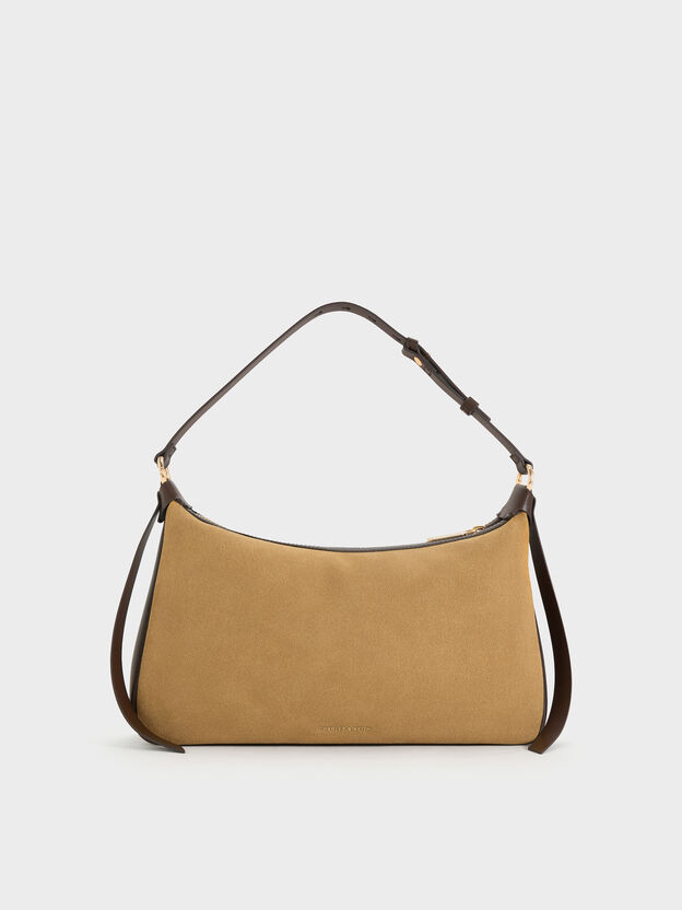 Calla Faux Suede Shoulder Bag, Sahara Sand, hi-res