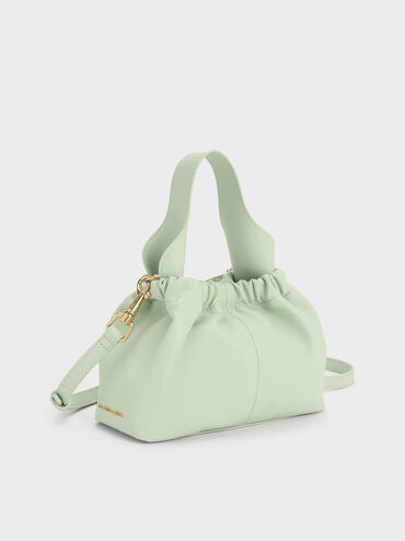 Ally Ruched Slouchy Chain-Handle Bag, Mint Green, hi-res