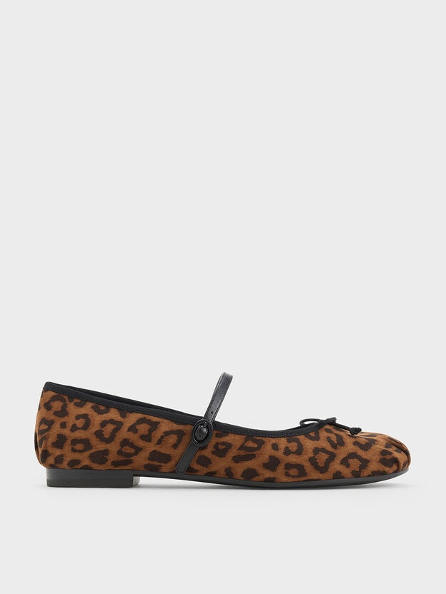 Emiko Leopard-Print Bow Mary Jane Flats, Animal Print Brown, hi-res