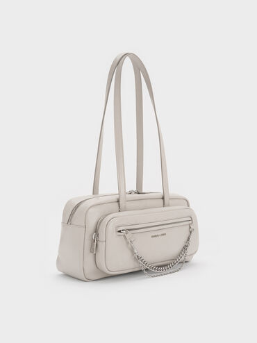 Atwood Chain Elongated Shoulder Bag, Shell Grey, hi-res