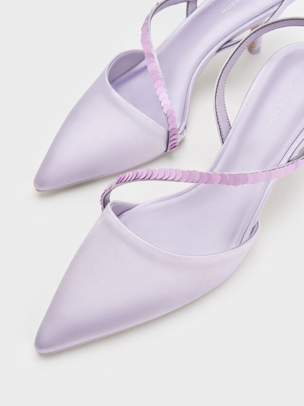 Briella Sequinned Slingback Pumps, Lilac, hi-res
