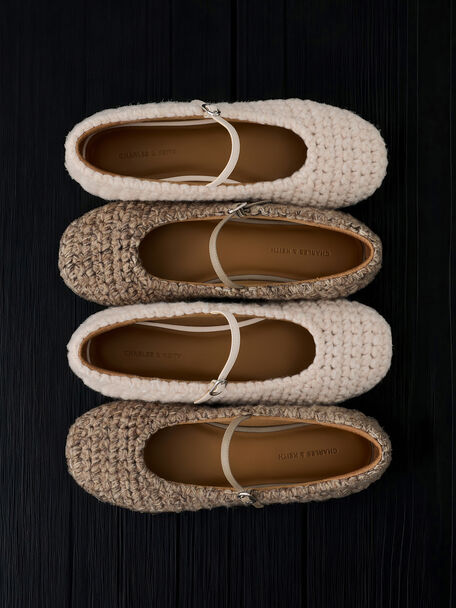 Crochet Mary Jane Flats, Chalk, hi-res