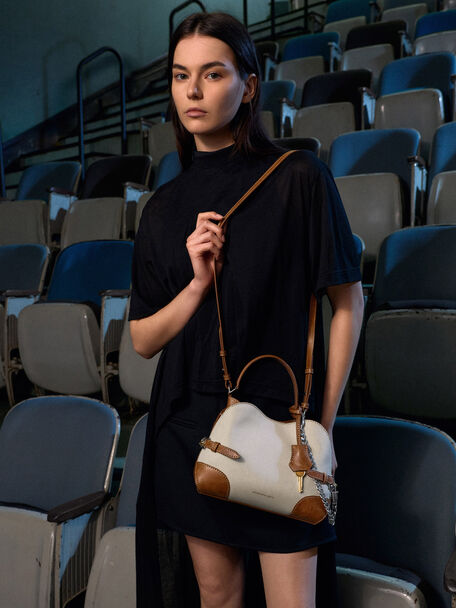 Delfina Canvas Chain Side-Belt Tote Bag, Multi, hi-res